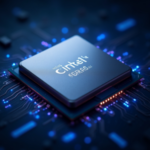 Close-up view of Intel Core Ultra Series 3 processor showcased at CES 2026.